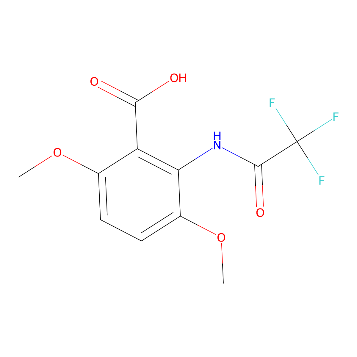 3,6-Dimethoxy-2-(2,2,2-trifluoroacetamido)benzoic acid molecular structure, CAS 2680786-42-7