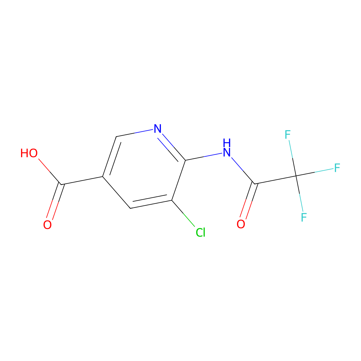 5-Chloro-6-(2,2,2-trifluoroacetamido)pyridine-3-carboxylic acid molecular structure, CAS 2680786-54-1