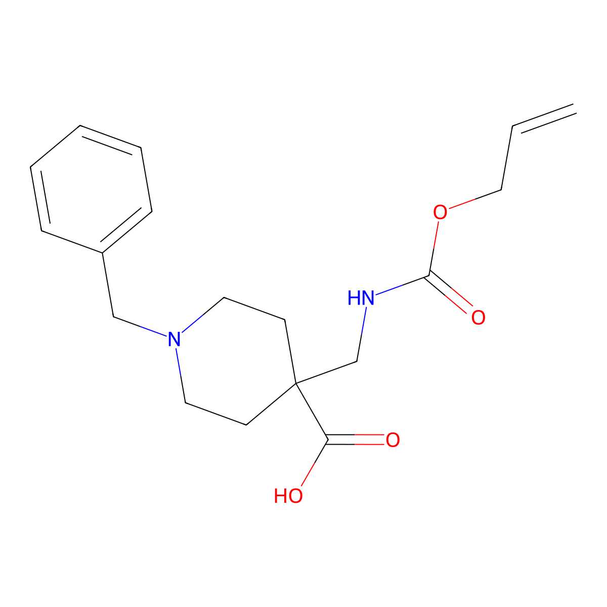 1-Benzyl-4-({[(prop-2-en-1-yloxy)carbonyl]amino}methyl)piperidine-4-carboxylic acid molecular structure, CAS 2680786-57-4