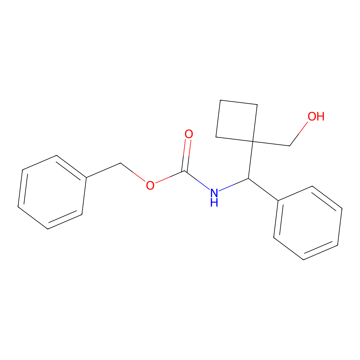 benzyl N-{[1-(hydroxymethyl)cyclobutyl](phenyl)methyl}carbamate molecular structure, CAS 2680786-61-0