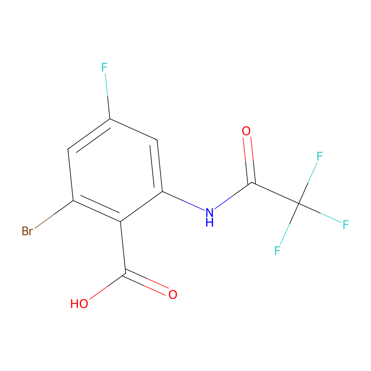 2-Bromo-4-fluoro-6-(2,2,2-trifluoroacetamido)benzoic acid molecular structure, CAS 2680786-65-4