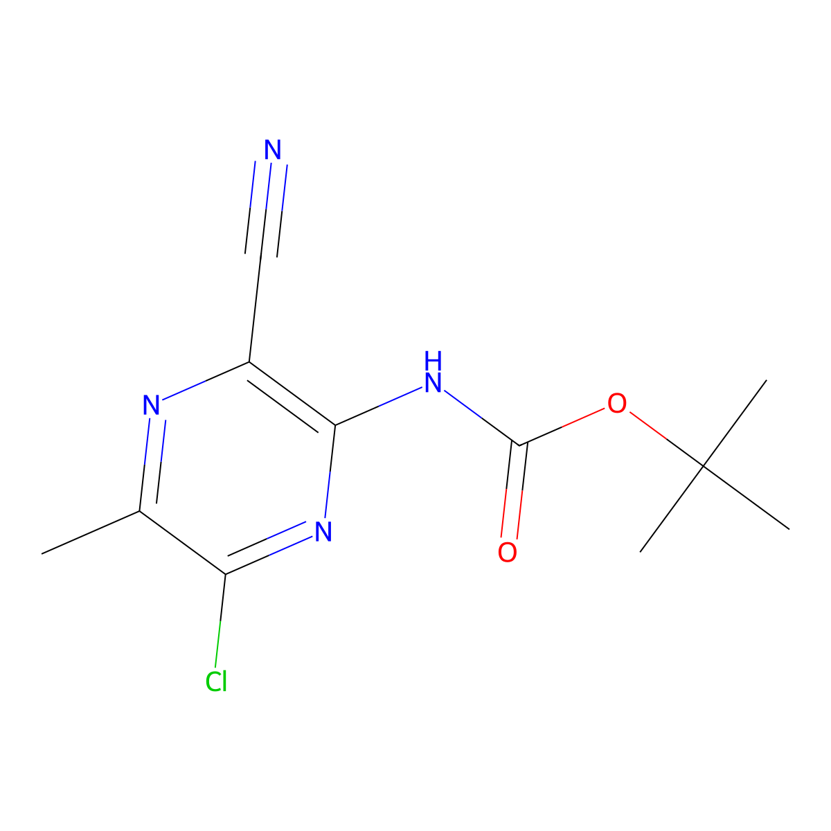 tert-butyl N-(6-chloro-3-cyano-5-methylpyrazin-2-yl)carbamate molecular structure, CAS 2680786-72-3