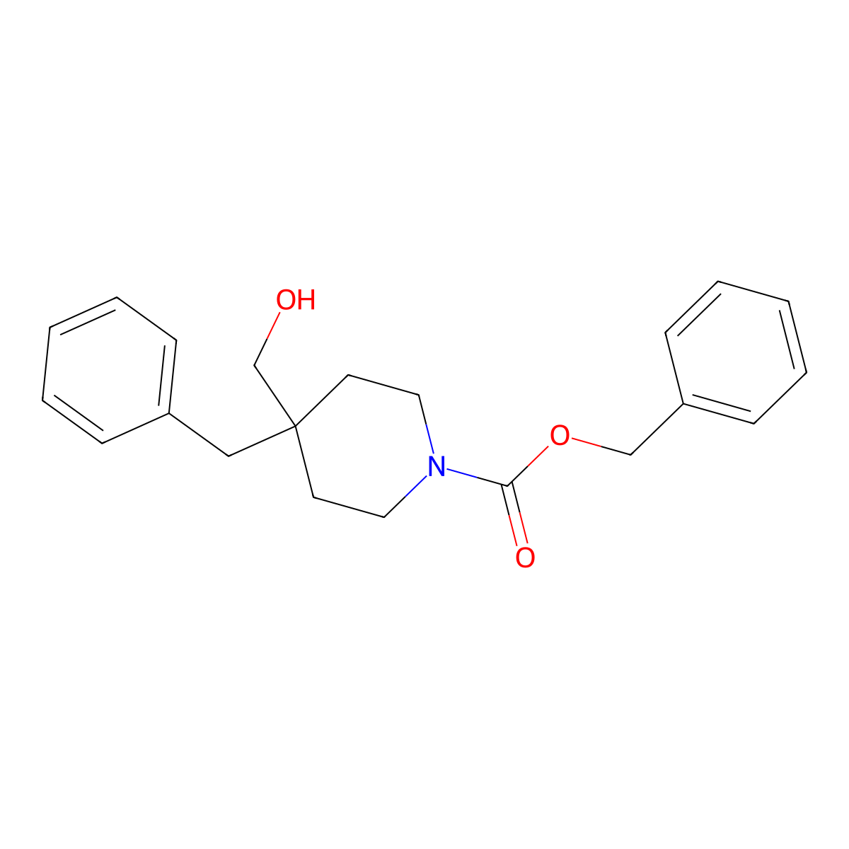 Benzyl 4-benzyl-4-(hydroxymethyl)piperidine-1-carboxylate molecular structure, CAS 2680786-84-7