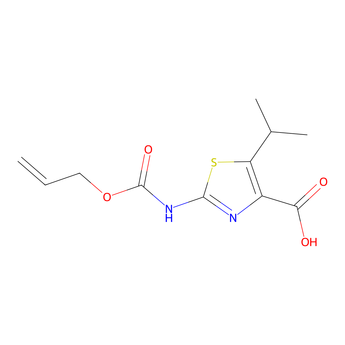2-{[(Prop-2-en-1-yloxy)carbonyl]amino}-5-(propan-2-yl)-1,3-thiazole-4-carboxylic acid molecular structure, CAS 2680786-86-9