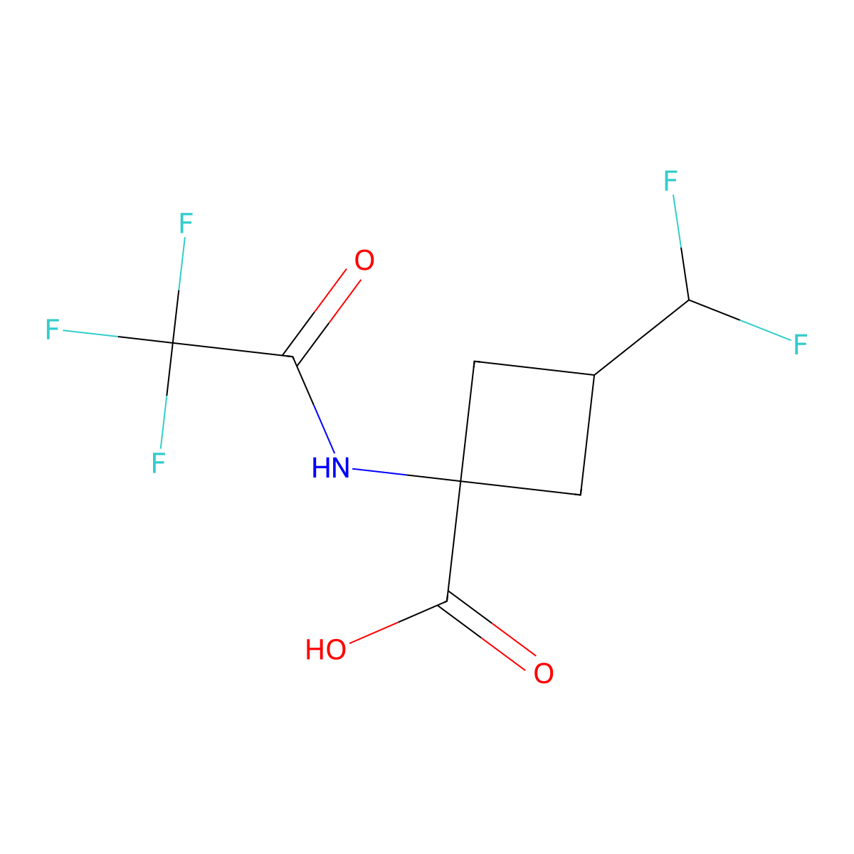3-(Difluoromethyl)-1-(trifluoroacetamido)cyclobutane-1-carboxylic acid molecular structure, CAS 2680786-89-2