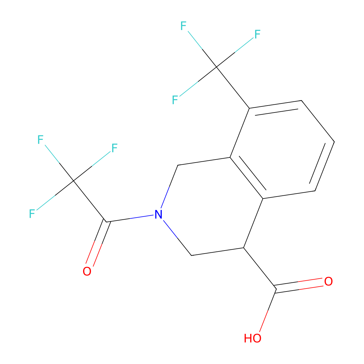 2-(2,2,2-Trifluoroacetyl)-8-(trifluoromethyl)-1,2,3,4-tetrahydroisoquinoline-4-carboxylic acid molecular structure, CAS 2680786-91-6