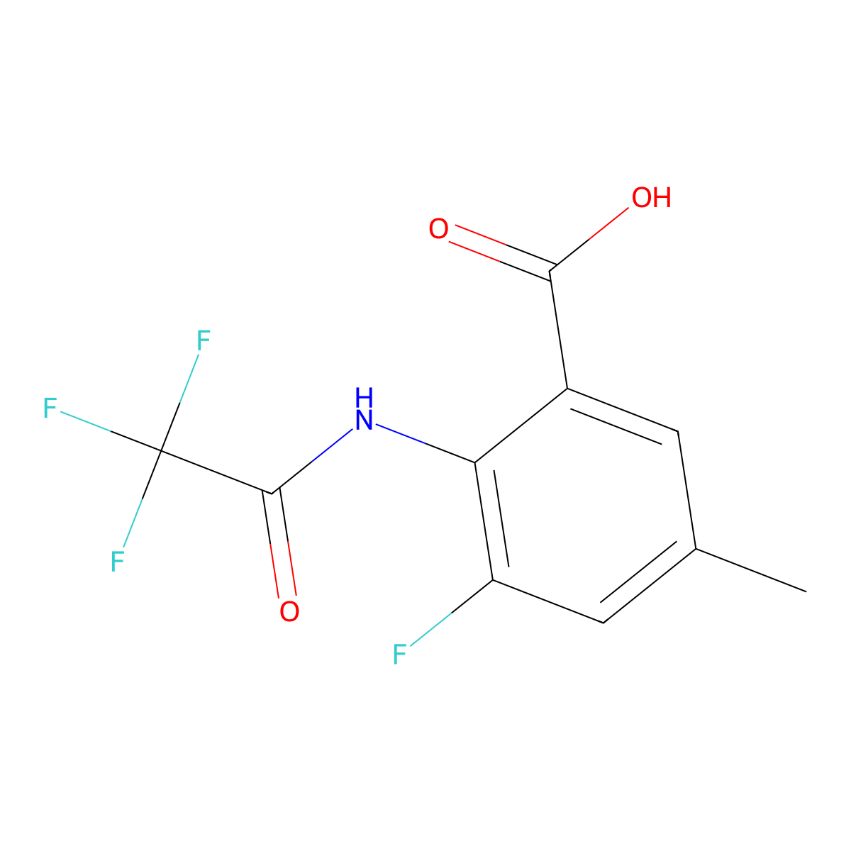 3-Fluoro-5-methyl-2-(2,2,2-trifluoroacetamido)benzoic acid molecular structure, CAS 2680787-11-3
