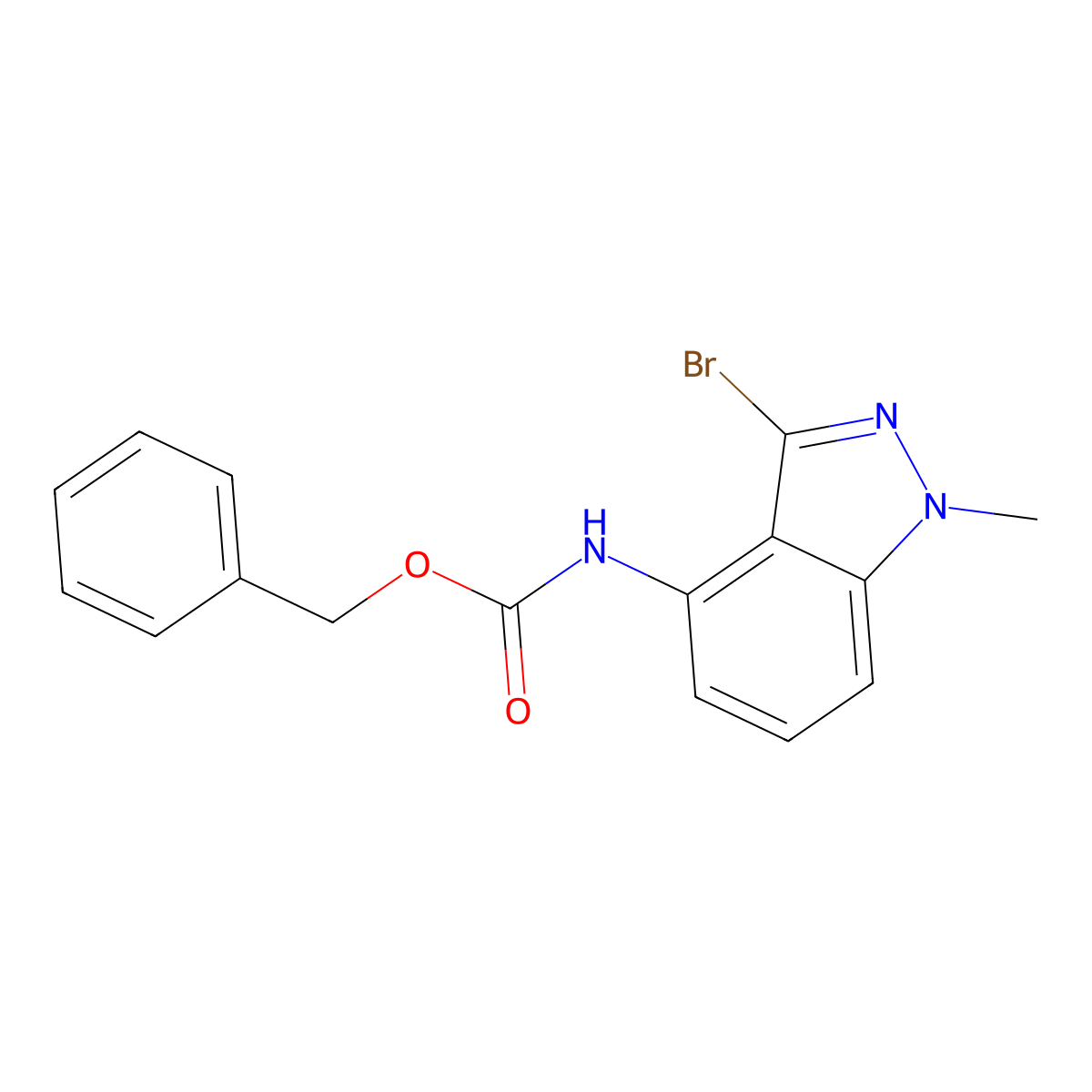 benzyl N-(3-bromo-1-methyl-1H-indazol-4-yl)carbamate molecular structure, CAS 2680787-18-0