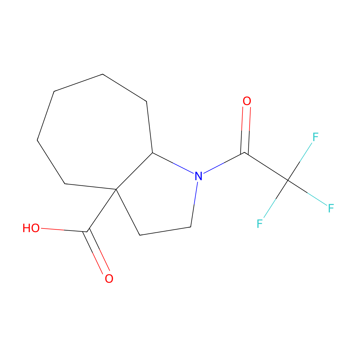 1-(2,2,2-Trifluoroacetyl)-decahydrocyclohepta[b]pyrrole-3a-carboxylic acid molecular structure, CAS 2680787-26-0