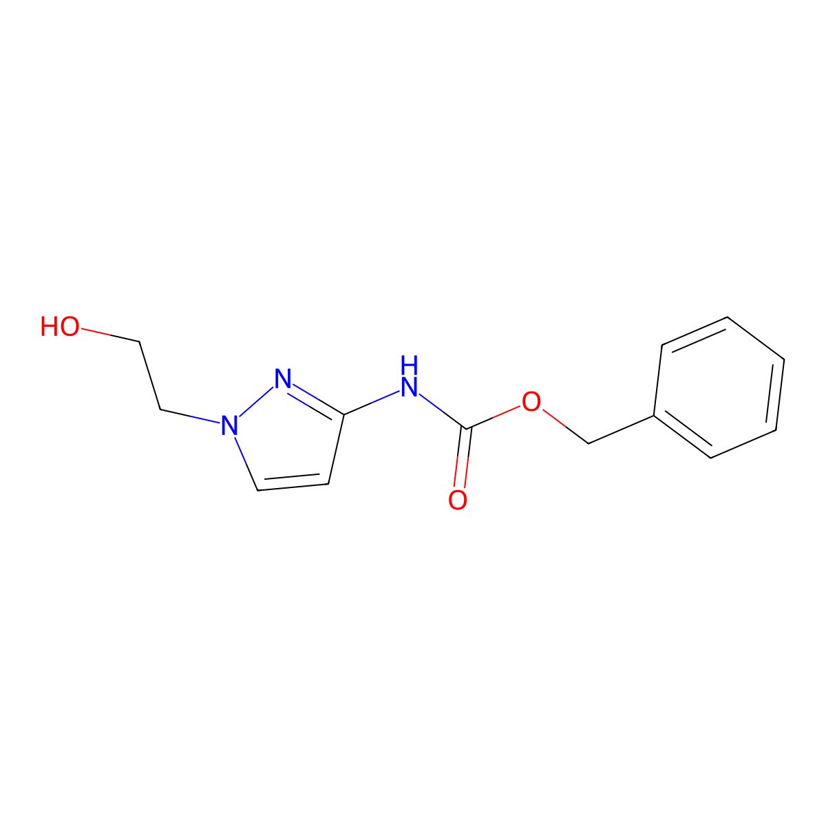 benzyl N-[1-(2-hydroxyethyl)-1H-pyrazol-3-yl]carbamate molecular structure, CAS 2680787-45-3