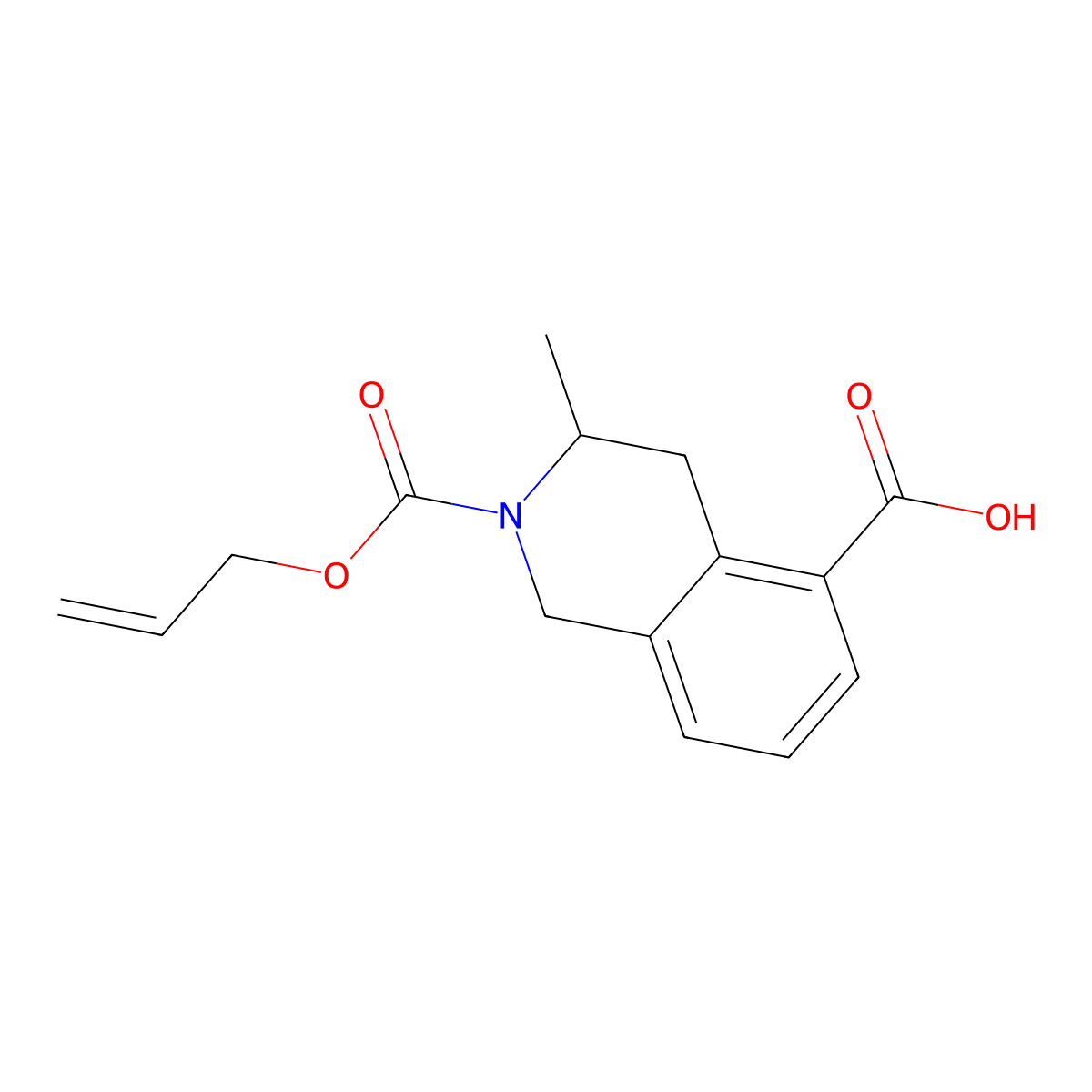 3-Methyl-2-[(prop-2-en-1-yloxy)carbonyl]-1,2,3,4-tetrahydroisoquinoline-5-carboxylic acid molecular structure, CAS 2680787-46-4