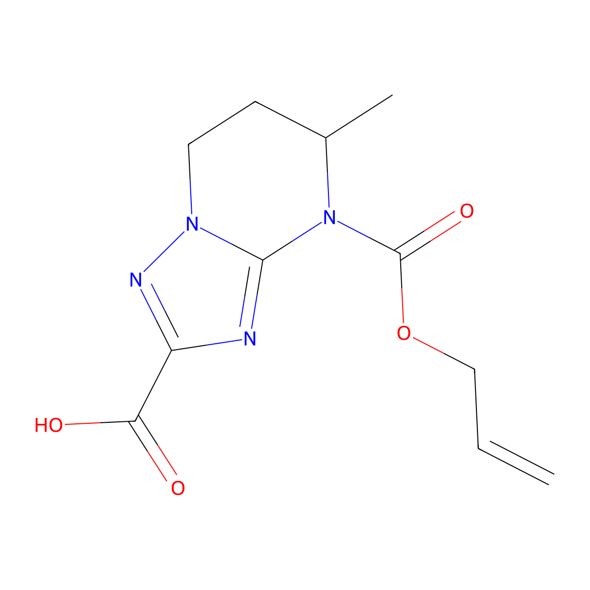 5-methyl-4-[(prop-2-en-1-yloxy)carbonyl]-4H,5H,6H,7H-[1,2,4]triazolo[1,5-a]pyrimidine-2-carboxylic acid molecular structure, CAS 2680787-49-7