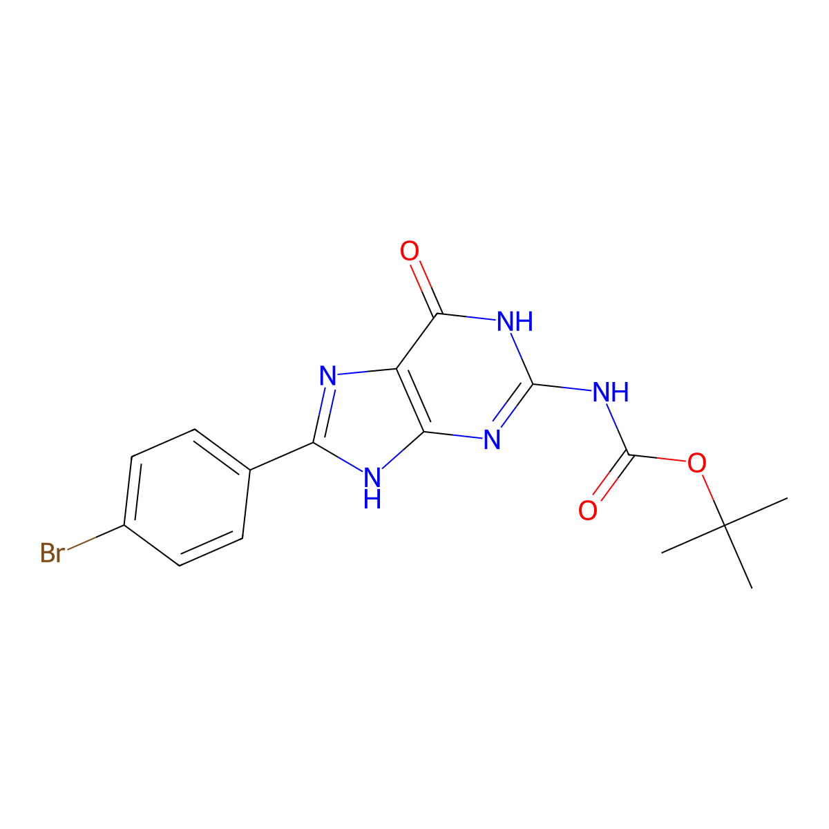 tert-butyl N-[8-(4-bromophenyl)-6-oxo-6,9-dihydro-1H-purin-2-yl]carbamate molecular structure, CAS 2680787-50-0