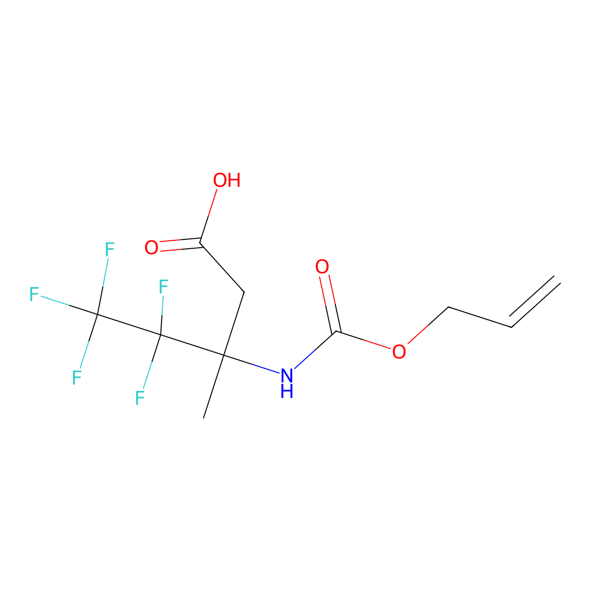4,4,5,5,5-Pentafluoro-3-methyl-3-{[(prop-2-en-1-yloxy)carbonyl]amino}pentanoic acid molecular structure, CAS 2680787-51-1
