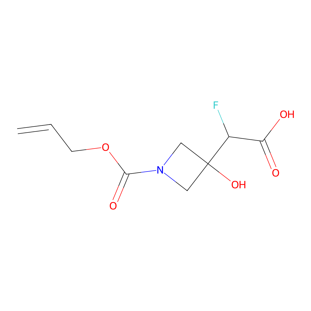 2-Fluoro-2-{3-hydroxy-1-[(prop-2-en-1-yloxy)carbonyl]azetidin-3-yl}acetic acid molecular structure, CAS 2680787-53-3