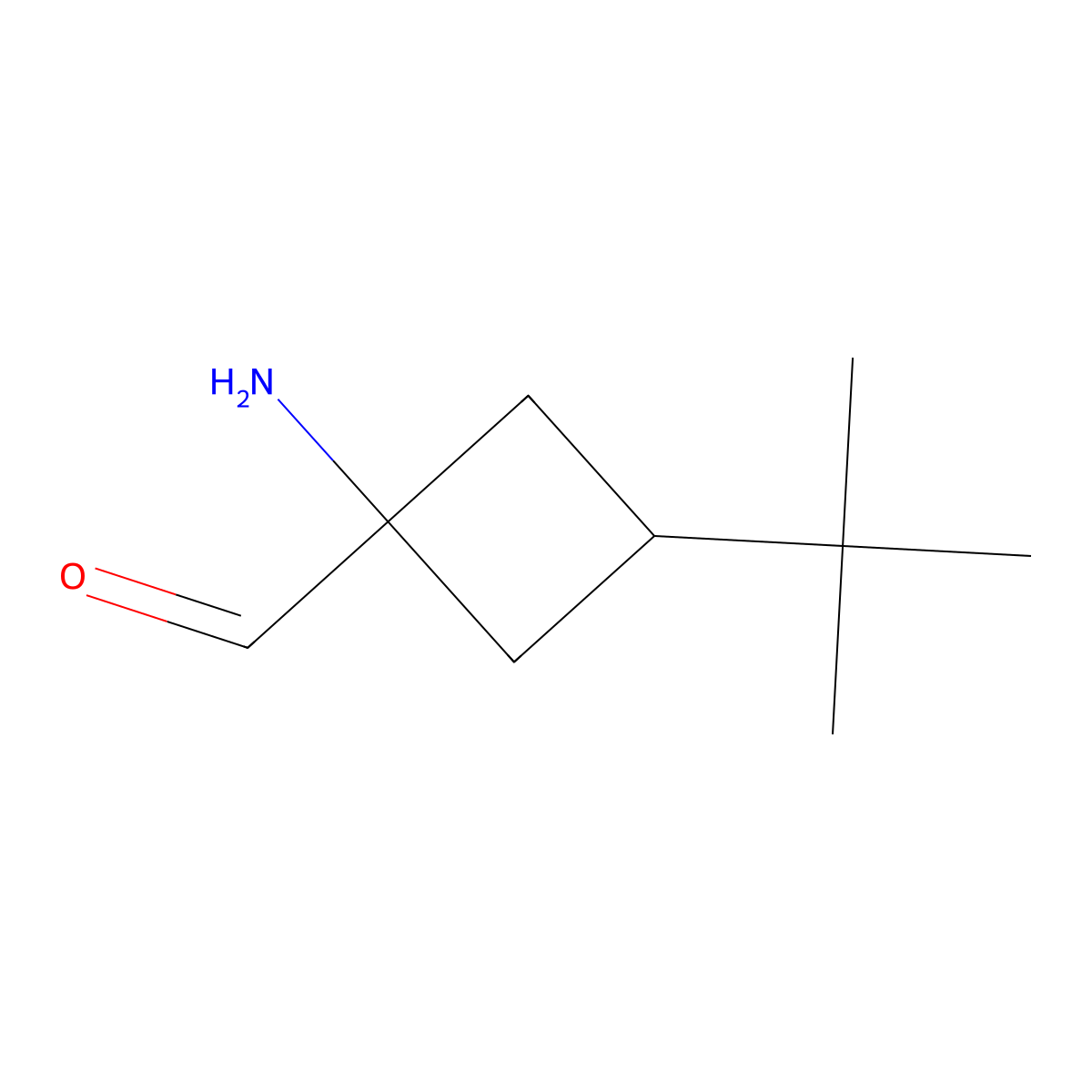 1-Amino-3-tert-butylcyclobutane-1-carbaldehyde molecular structure, CAS 2680787-54-4