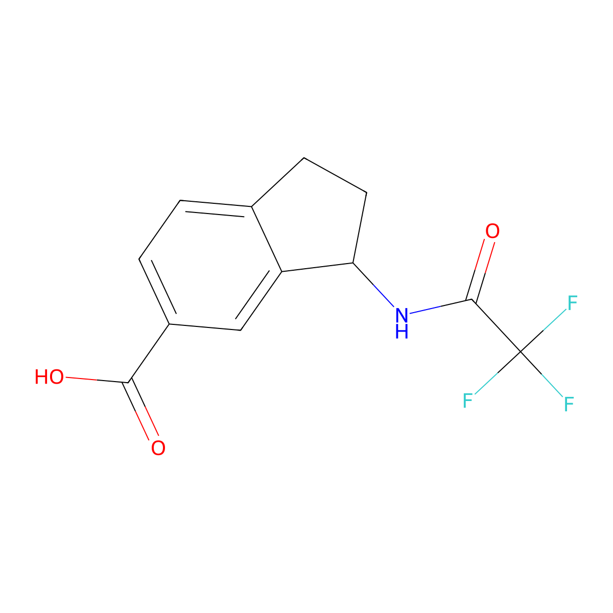 3-(2,2,2-trifluoroacetamido)-2,3-dihydro-1H-indene-5-carboxylic acid molecular structure, CAS 2680787-56-6