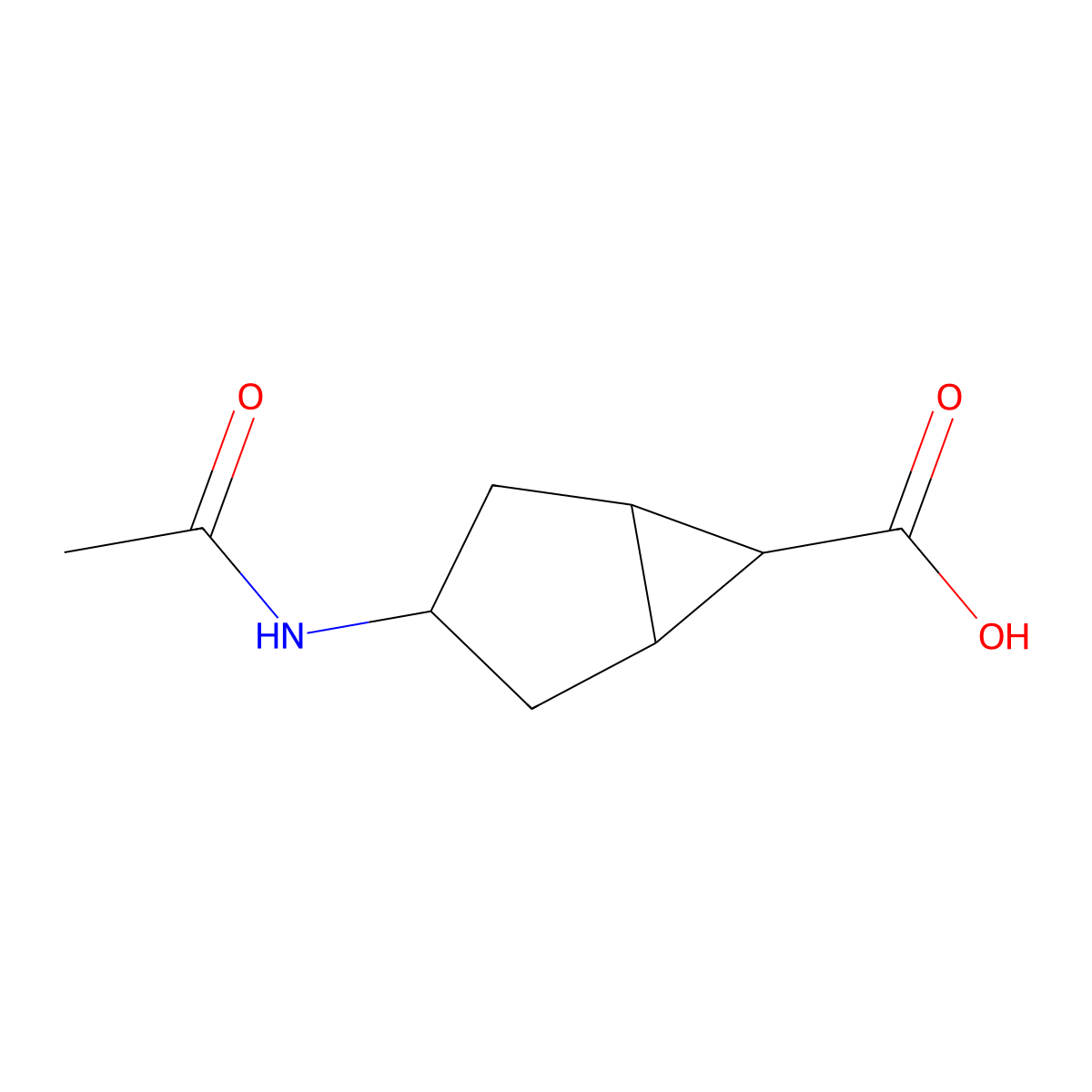 3-Acetamidobicyclo[3.1.0]hexane-6-carboxylic acid molecular structure, CAS 2680787-61-3