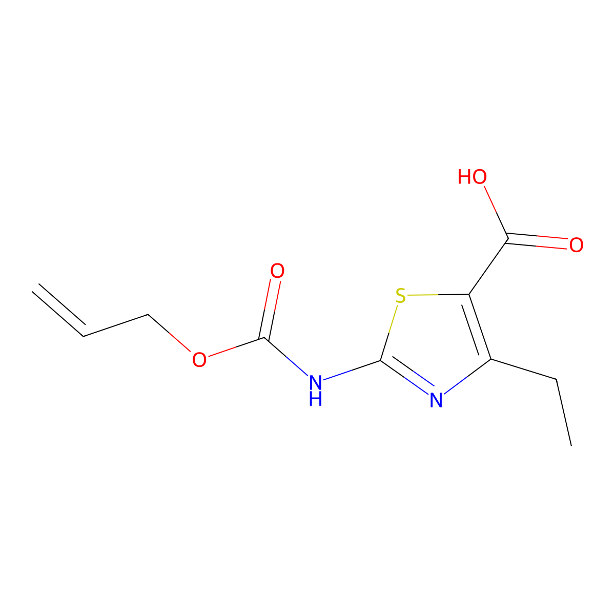 4-Ethyl-2-{[(prop-2-en-1-yloxy)carbonyl]amino}-1,3-thiazole-5-carboxylic acid molecular structure, CAS 2680787-64-6