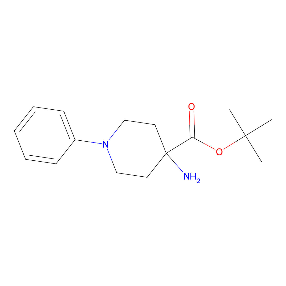 Tert-butyl 4-amino-1-phenylpiperidine-4-carboxylate molecular structure, CAS 2680787-65-7