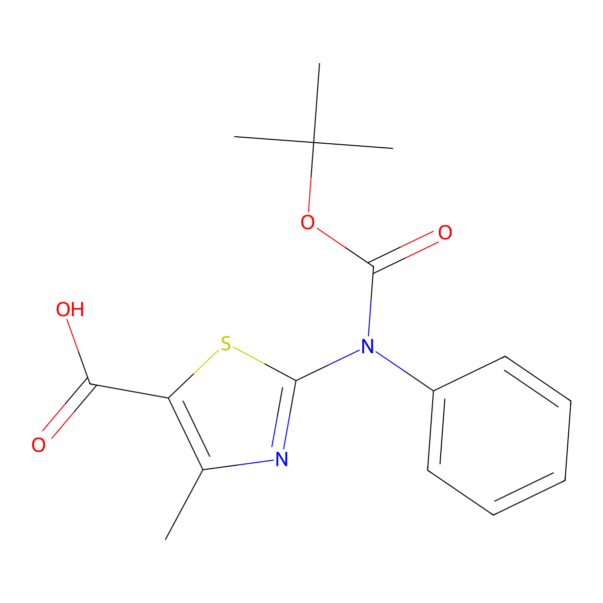 2-{[(Tert-butoxy)carbonyl](phenyl)amino}-4-methyl-1,3-thiazole-5-carboxylic acid molecular structure, CAS 2680787-69-1