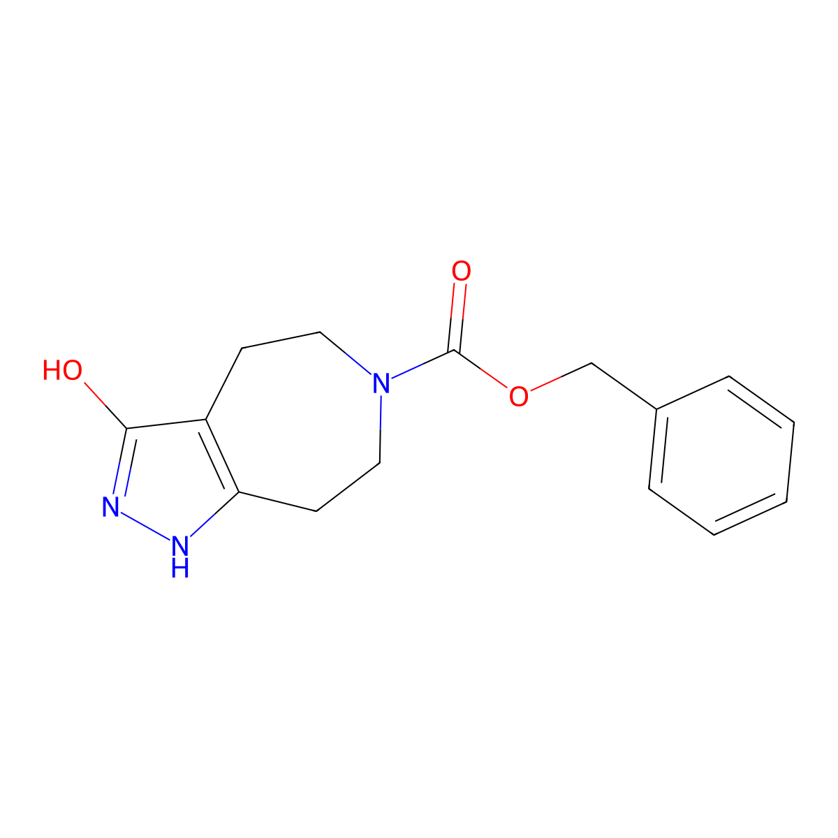 benzyl 3-hydroxy-1H,4H,5H,6H,7H,8H-pyrazolo[3,4-d]azepine-6-carboxylate molecular structure, CAS 2680787-81-7