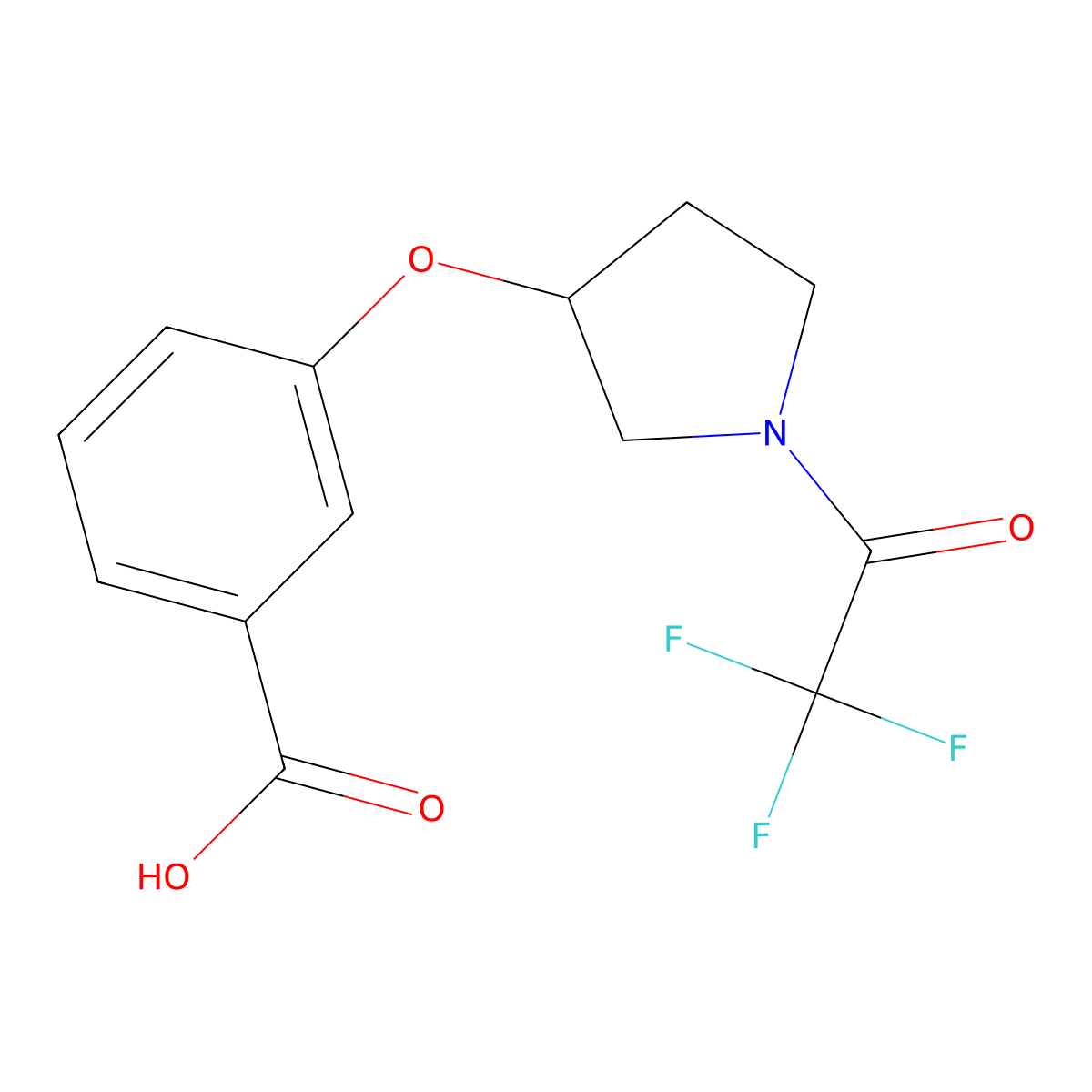 3-{[1-(2,2,2-Trifluoroacetyl)pyrrolidin-3-yl]oxy}benzoic acid molecular structure, CAS 2680787-84-0