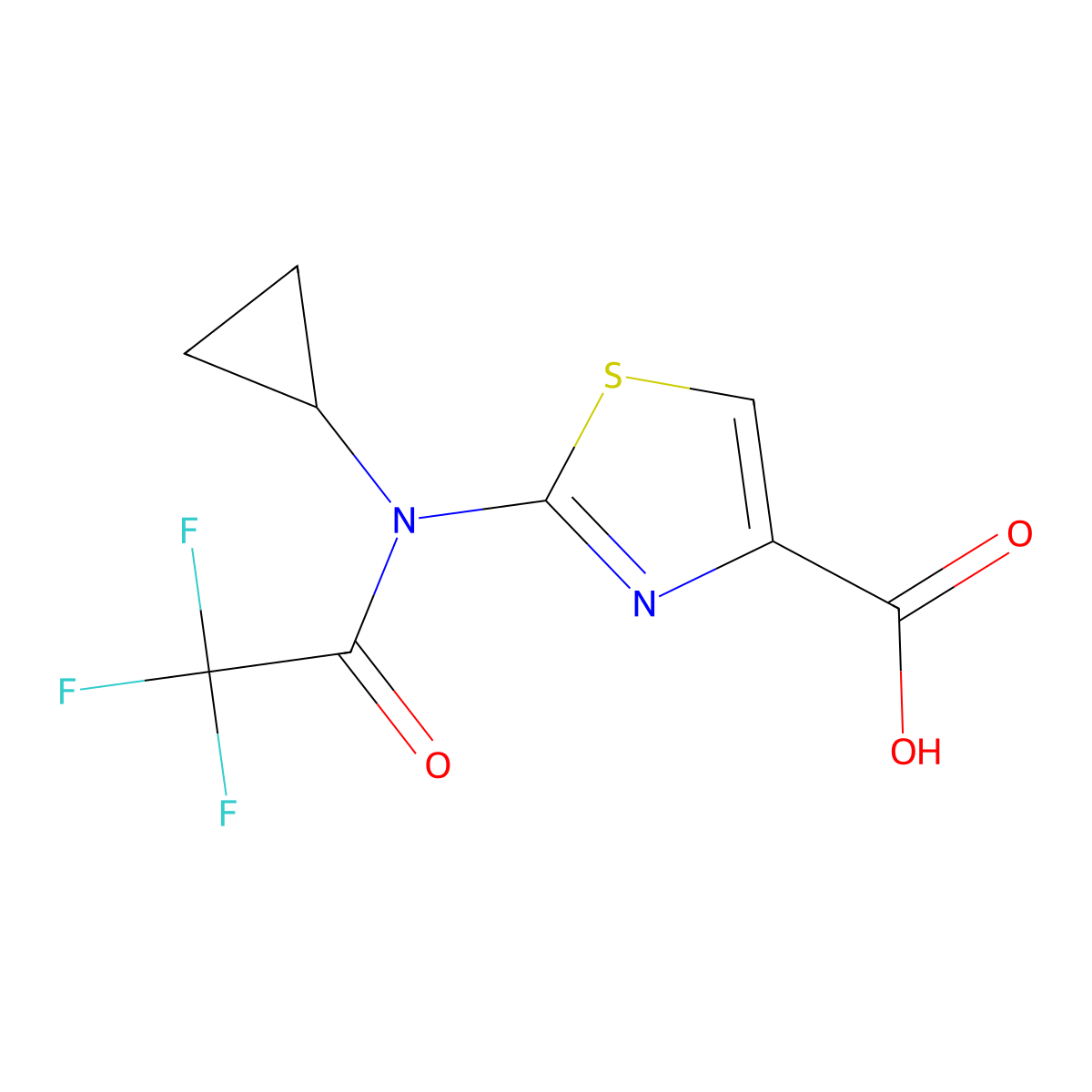 2-(N-cyclopropyl-2,2,2-trifluoroacetamido)-1,3-thiazole-4-carboxylic acid molecular structure, CAS 2680787-86-2