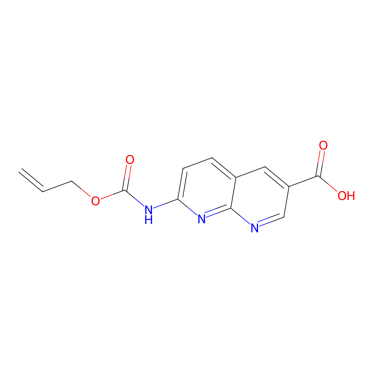 7-{[(Prop-2-en-1-yloxy)carbonyl]amino}-1,8-naphthyridine-3-carboxylic acid molecular structure, CAS 2680787-89-5