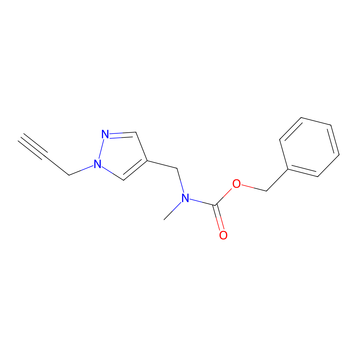 benzyl N-methyl-N-{[1-(prop-2-yn-1-yl)-1H-pyrazol-4-yl]methyl}carbamate molecular structure, CAS 2680787-90-8