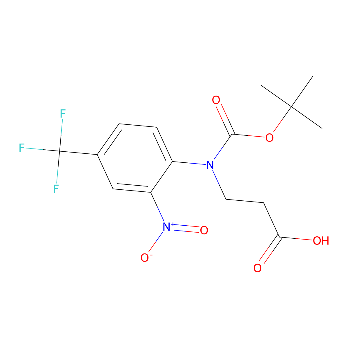 3-{[(Tert-butoxy)carbonyl][2-nitro-4-(trifluoromethyl)phenyl]amino}propanoic acid molecular structure, CAS 2680787-93-1