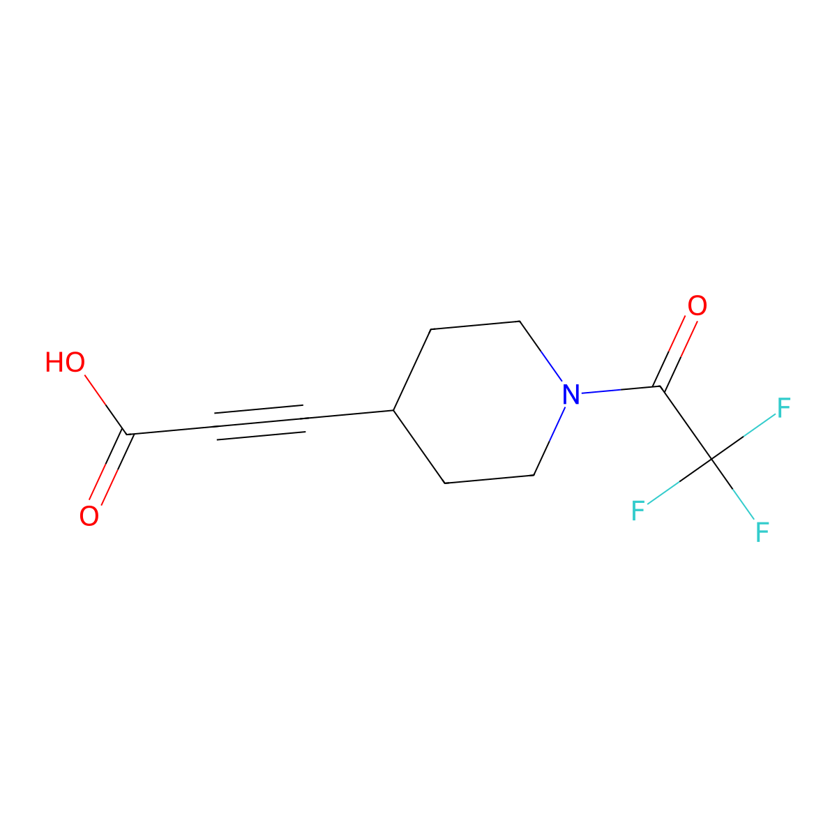 3-[1-(2,2,2-Trifluoroacetyl)piperidin-4-yl]prop-2-ynoic acid molecular structure, CAS 2680787-98-6