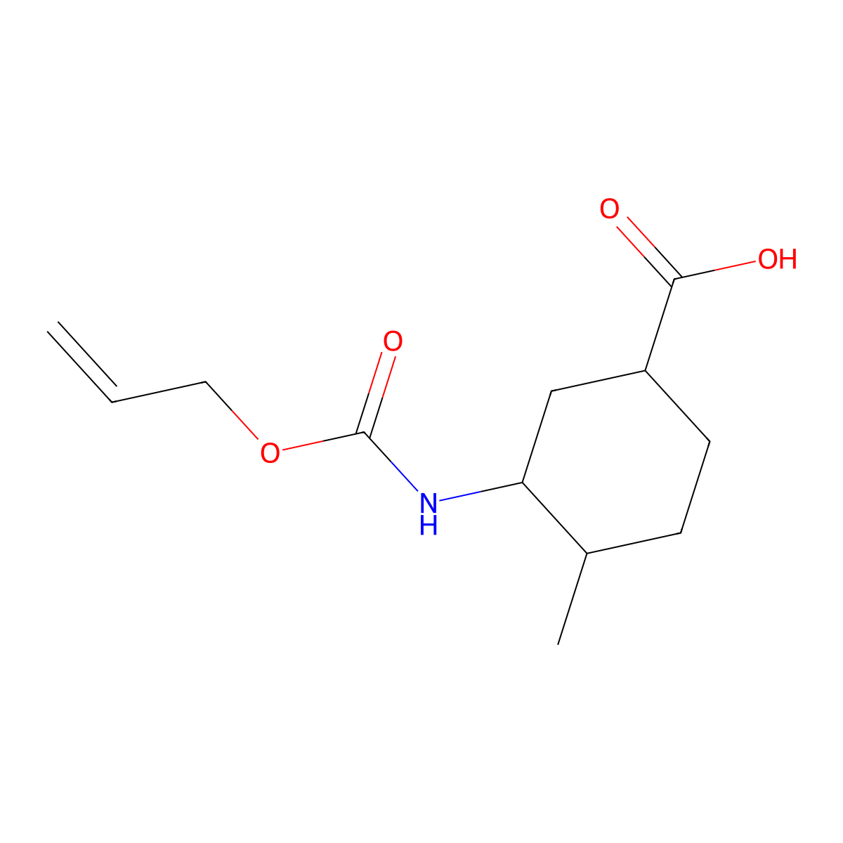 4-Methyl-3-{[(prop-2-en-1-yloxy)carbonyl]amino}cyclohexane-1-carboxylic acid molecular structure, CAS 2680788-01-4