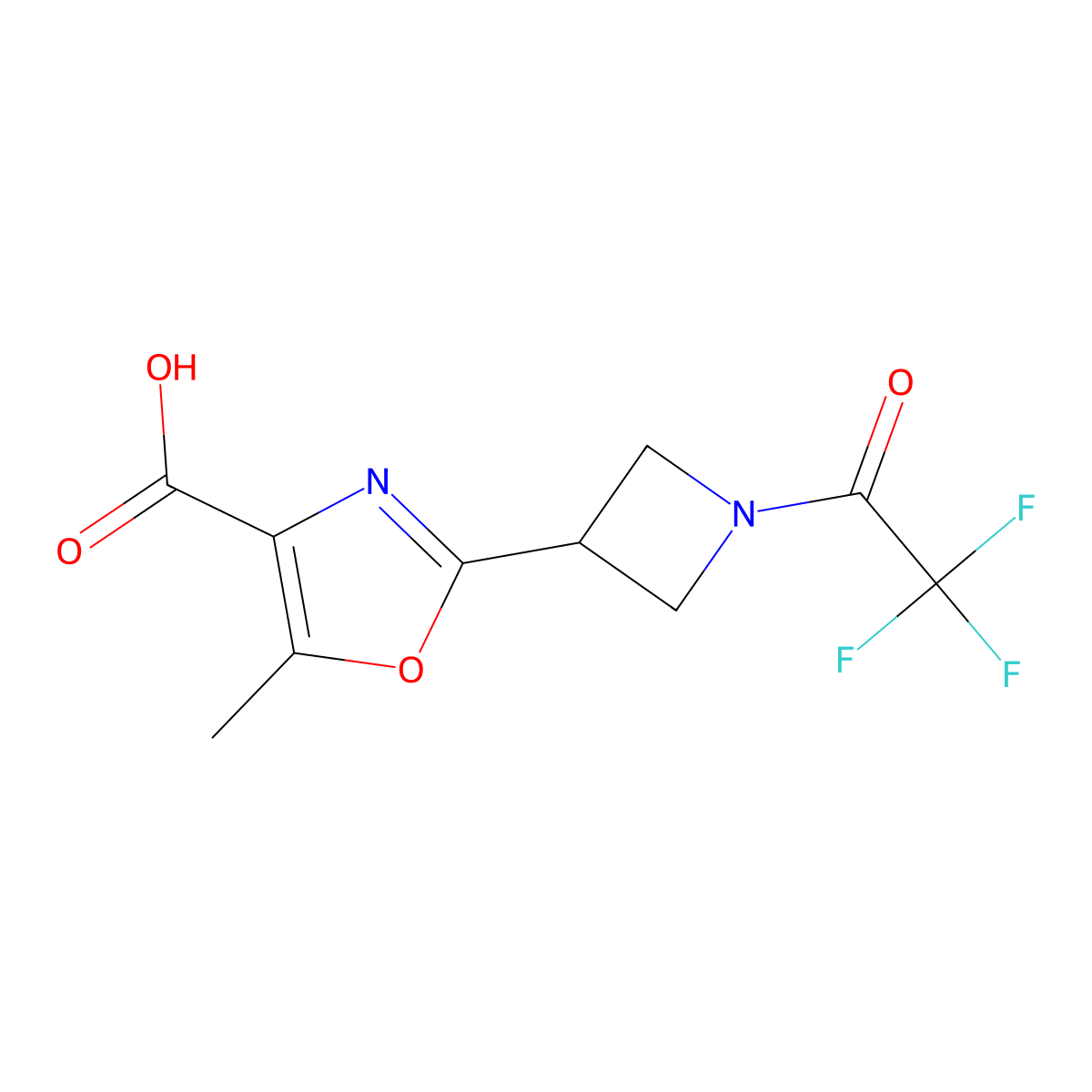 5-Methyl-2-[1-(2,2,2-trifluoroacetyl)azetidin-3-yl]-1,3-oxazole-4-carboxylic acid molecular structure, CAS 2680788-04-7