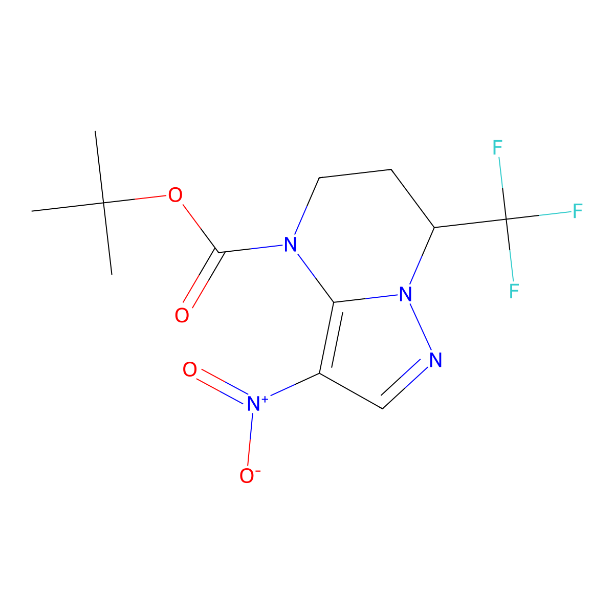 tert-butyl 3-nitro-7-(trifluoromethyl)-4H,5H,6H,7H-pyrazolo[1,5-a]pyrimidine-4-carboxylate molecular structure, CAS 2680788-09-2