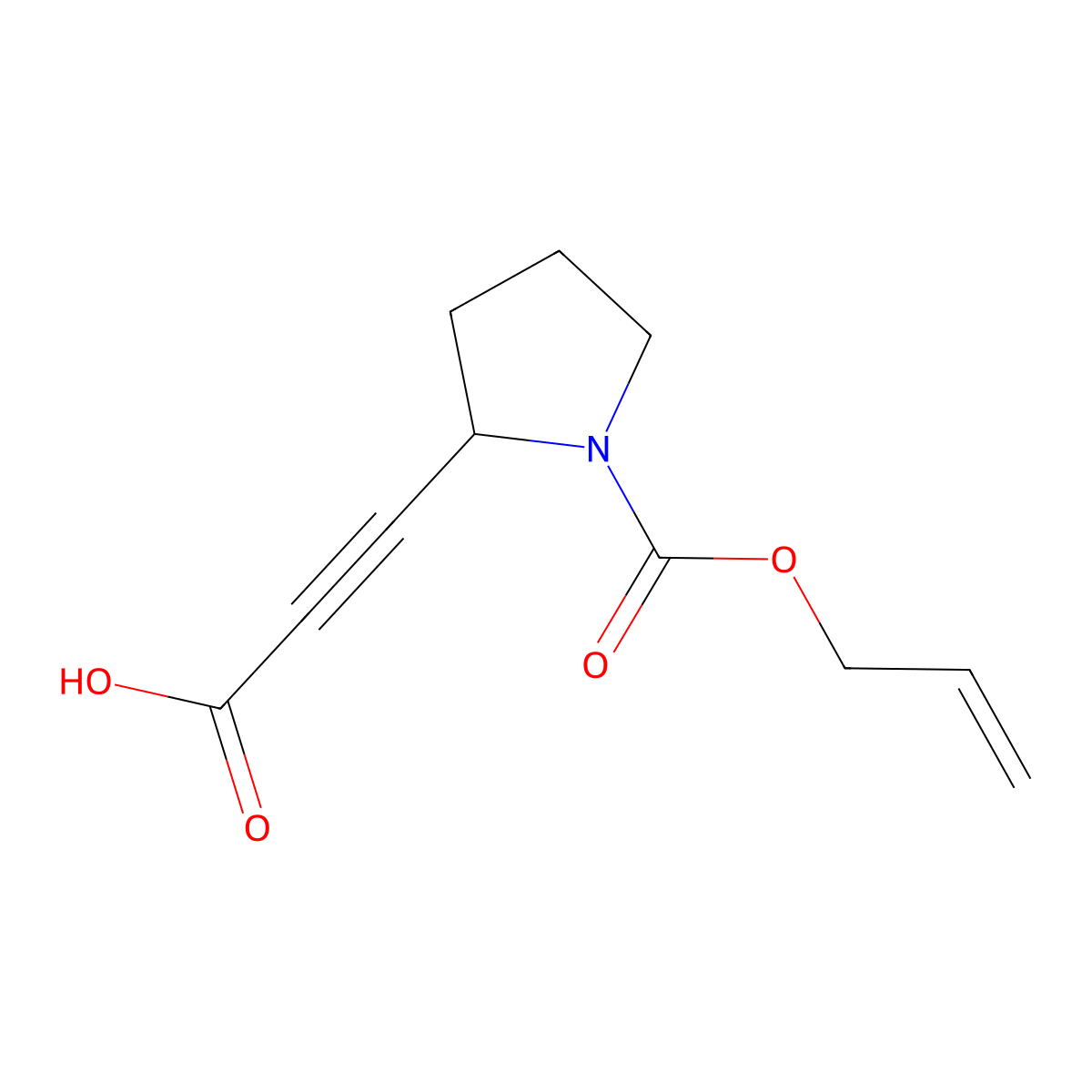 3-{1-[(Prop-2-en-1-yloxy)carbonyl]pyrrolidin-2-yl}prop-2-ynoic acid molecular structure, CAS 2680788-23-0