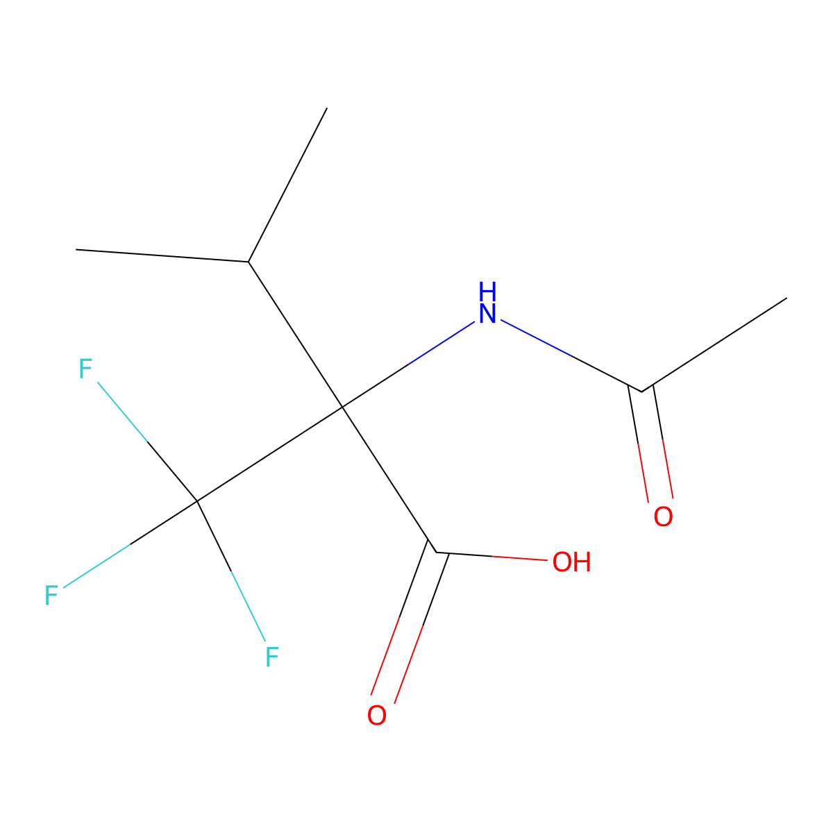 2-Acetamido-3-methyl-2-(trifluoromethyl)butanoic acid molecular structure, CAS 2680788-27-4