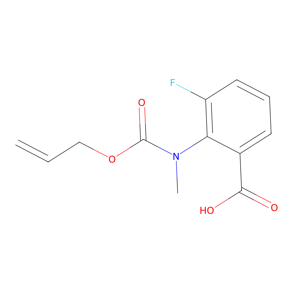 3-Fluoro-2-{methyl[(prop-2-en-1-yloxy)carbonyl]amino}benzoic acid molecular structure, CAS 2680788-28-5