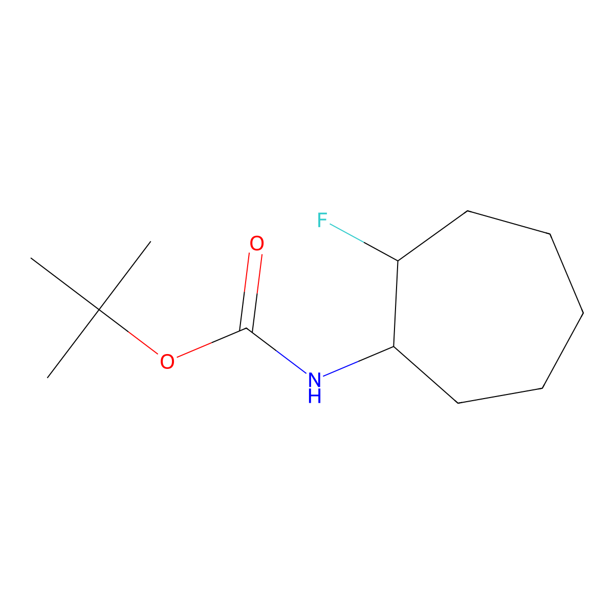 tert-butyl N-(2-fluorocycloheptyl)carbamate molecular structure, CAS 2680788-31-0