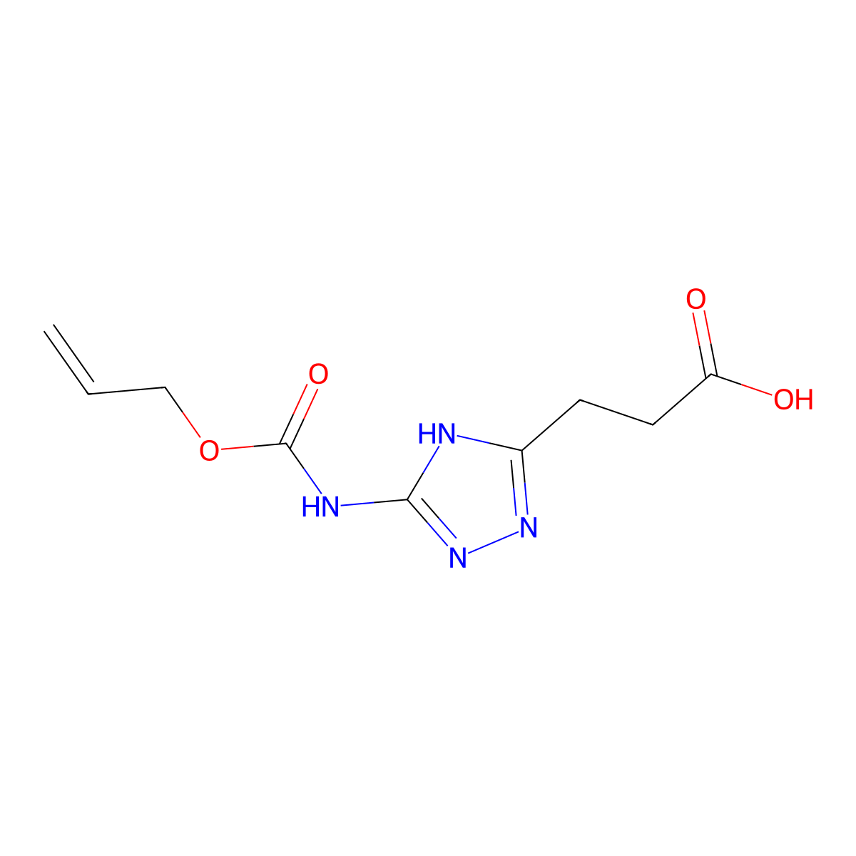 3-(5-{[(prop-2-en-1-yloxy)carbonyl]amino}-4H-1,2,4-triazol-3-yl)propanoic acid molecular structure, CAS 2680788-32-1