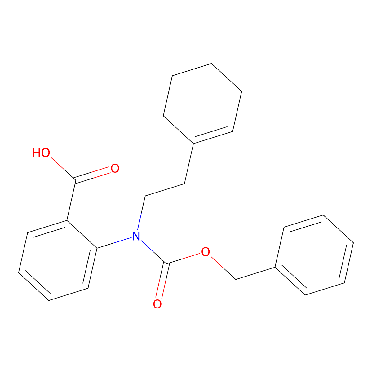 2-{[(Benzyloxy)carbonyl][2-(cyclohex-1-en-1-yl)ethyl]amino}benzoic acid molecular structure, CAS 2680788-47-8