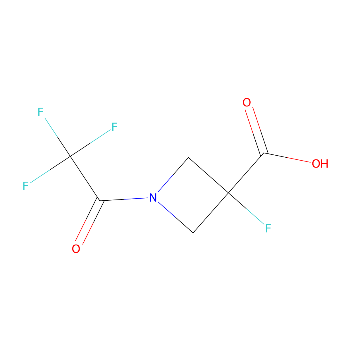 3-Fluoro-1-(trifluoroacetyl)azetidine-3-carboxylic acid molecular structure, CAS 2680788-61-6