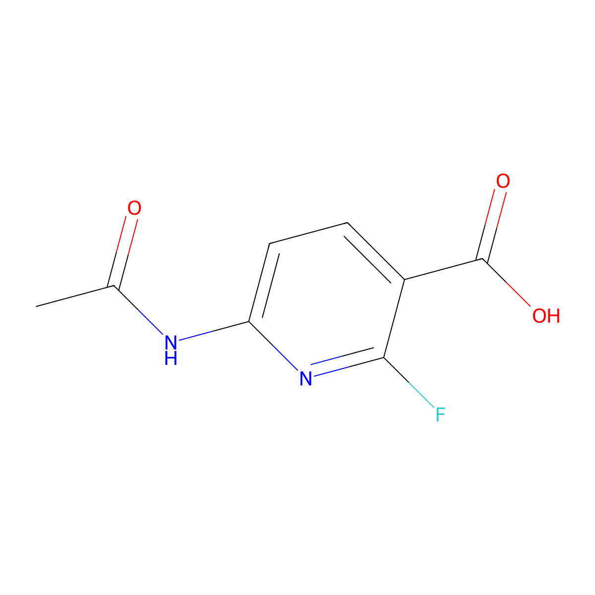 6-Acetamido-2-fluoropyridine-3-carboxylic acid molecular structure, CAS 2680788-63-8