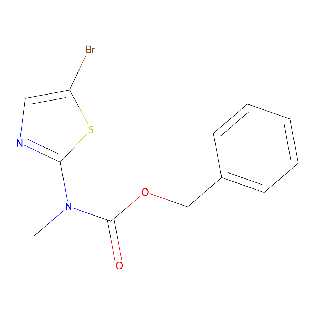benzyl N-(5-bromo-1,3-thiazol-2-yl)-N-methylcarbamate molecular structure, CAS 2680788-68-3