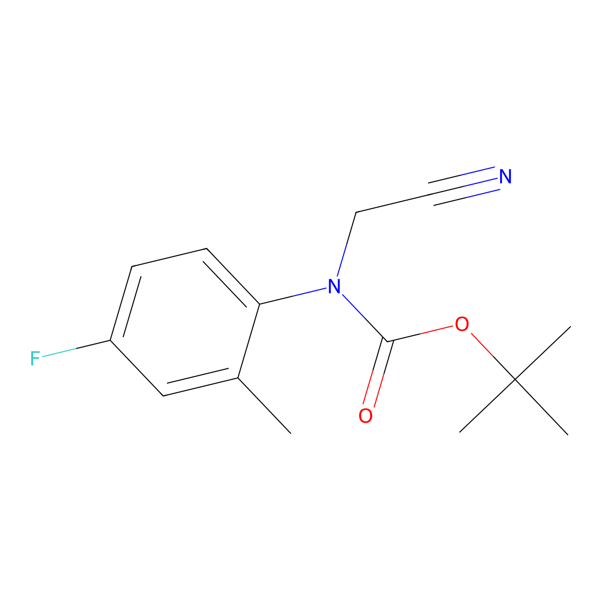 tert-butyl N-(cyanomethyl)-N-(4-fluoro-2-methylphenyl)carbamate molecular structure, CAS 2680788-70-7