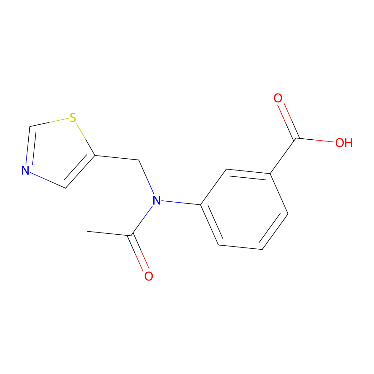 3-{N-[(1,3-thiazol-5-yl)methyl]acetamido}benzoic acid molecular structure, CAS 2680788-71-8