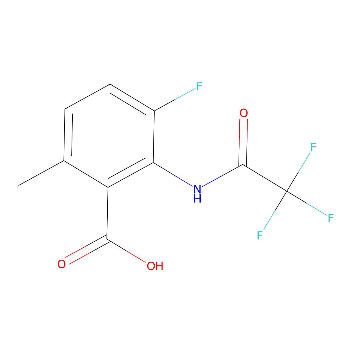 3-Fluoro-6-methyl-2-(trifluoroacetamido)benzoic acid molecular structure, CAS 2680788-76-3