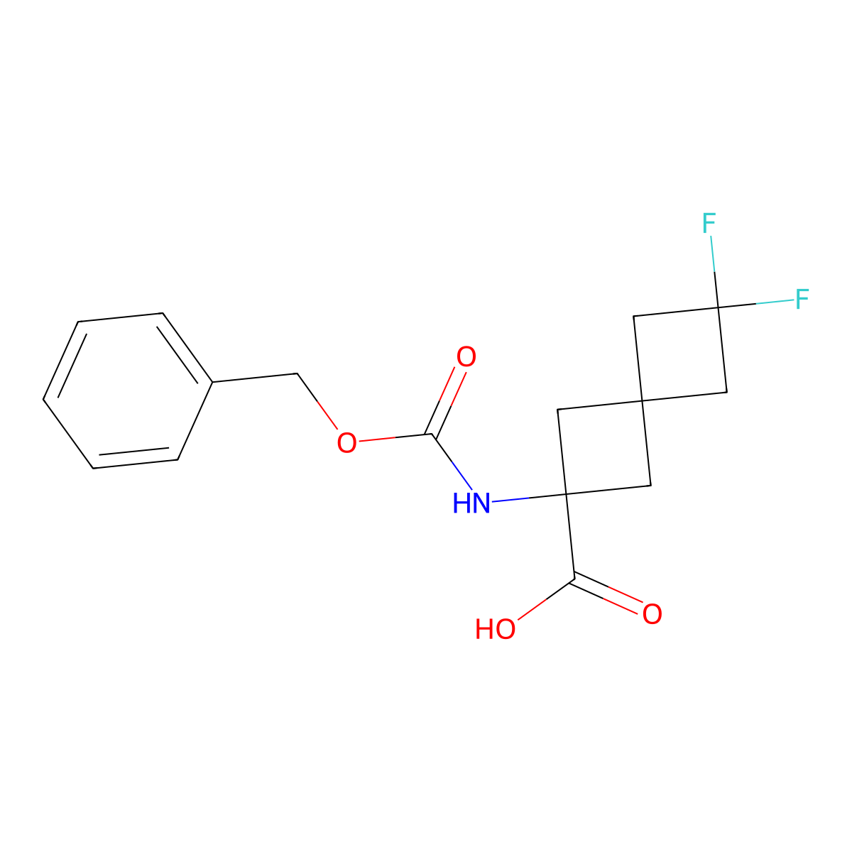 2-{[(Benzyloxy)carbonyl]amino}-6,6-difluorospiro[3.3]heptane-2-carboxylic acid molecular structure, CAS 2680788-77-4