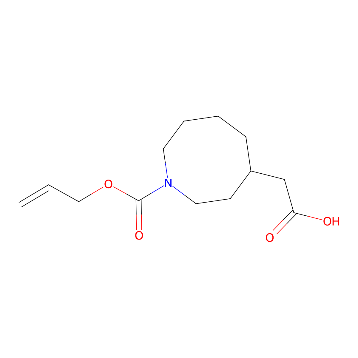 2-{1-[(Prop-2-en-1-yloxy)carbonyl]azocan-4-yl}acetic acid molecular structure, CAS 2680788-78-5