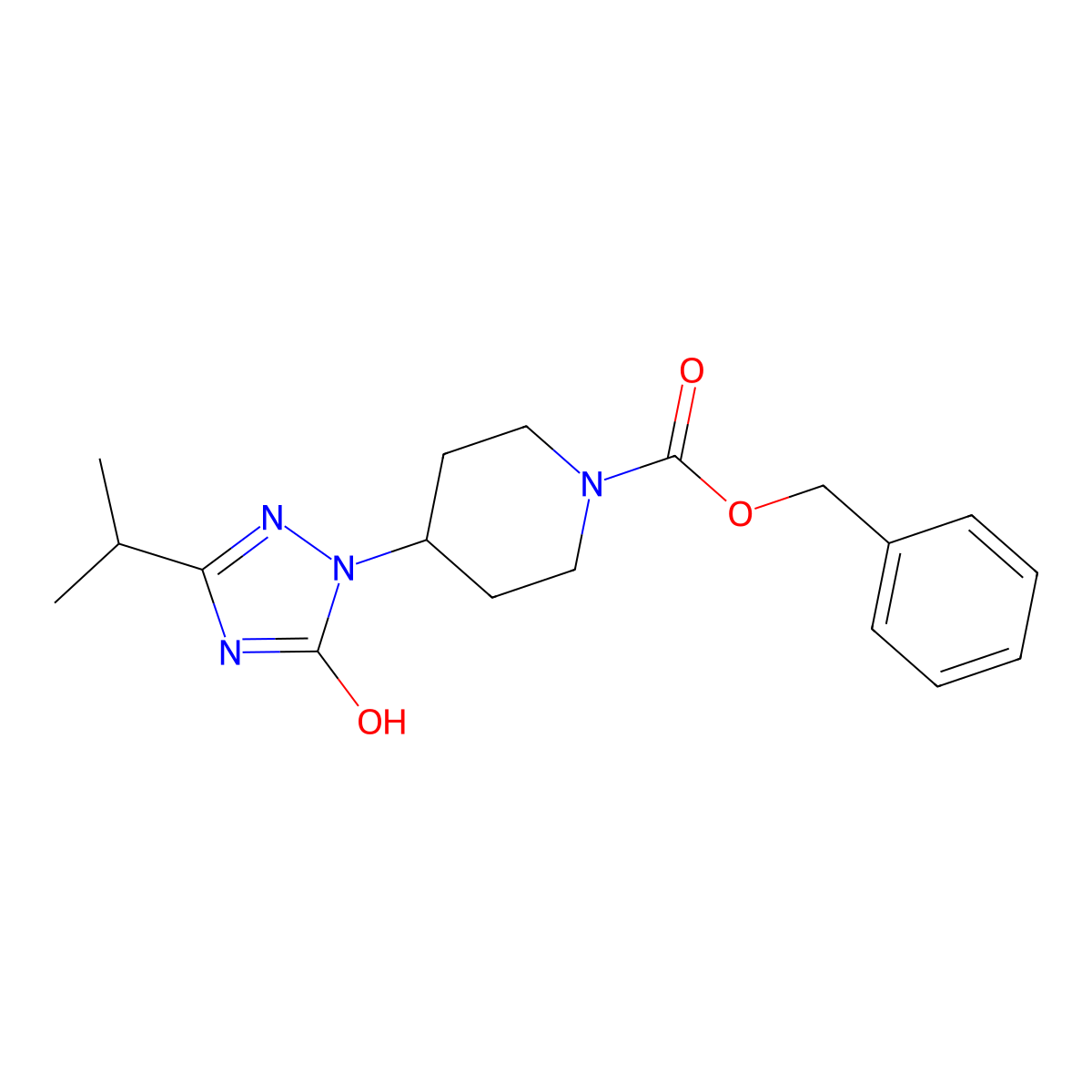benzyl 4-[5-hydroxy-3-(propan-2-yl)-1H-1,2,4-triazol-1-yl]piperidine-1-carboxylate molecular structure, CAS 2680788-82-1